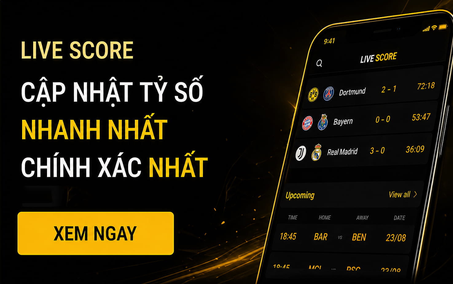 Livescore - cập nhật tỷ số nhanh và chính xác